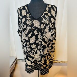 VINTAGE Nygard Gold Black Sleeveless Pullover Blouse/Vest Size XL/ 18-20